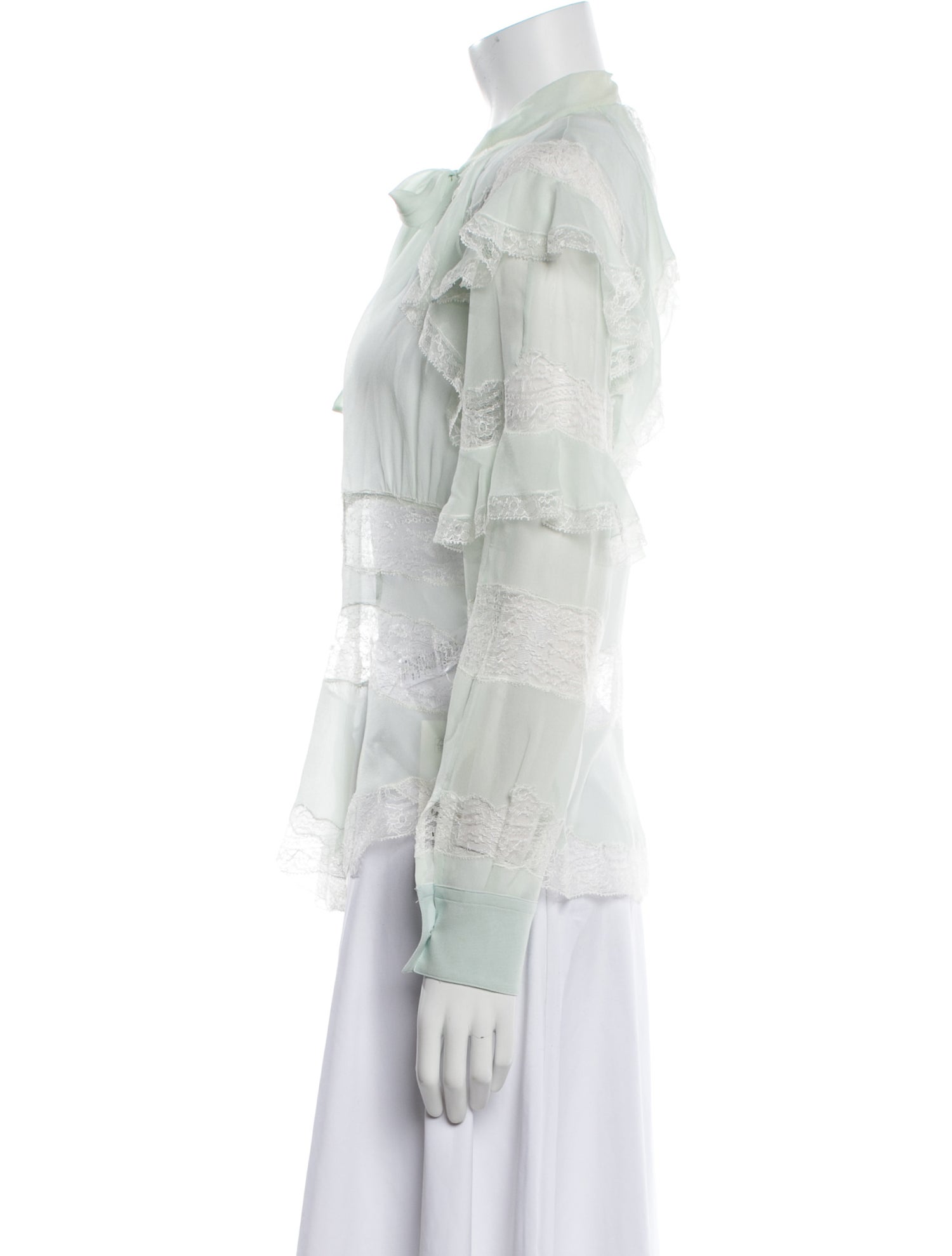 Ermanno Scervino Silk Tie Neck Button-Up Top