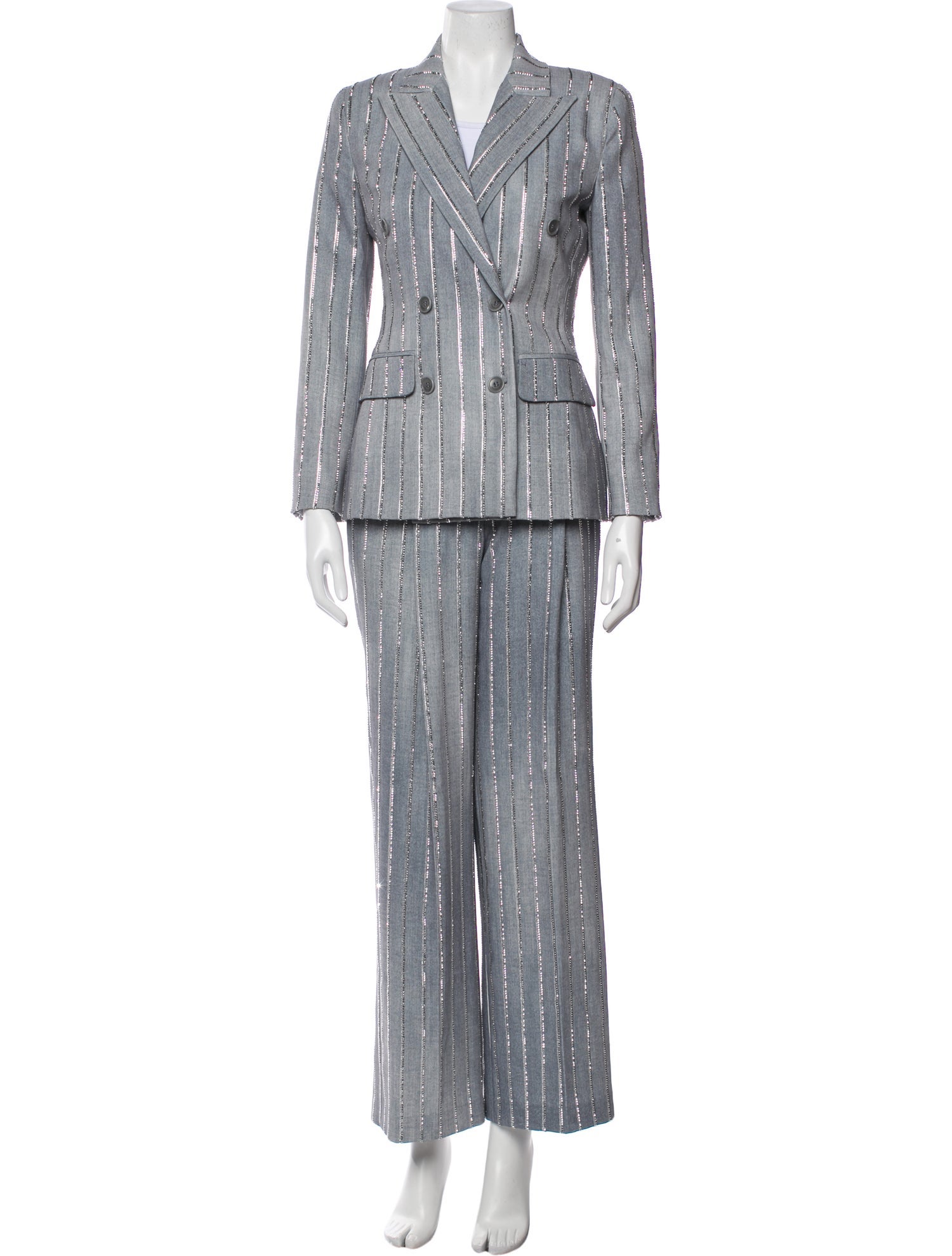 Ermanno Scervino Striped Glitter Accents Pantsuit