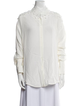Ermanno Scervino Silk Mock Neck Button-Up Top