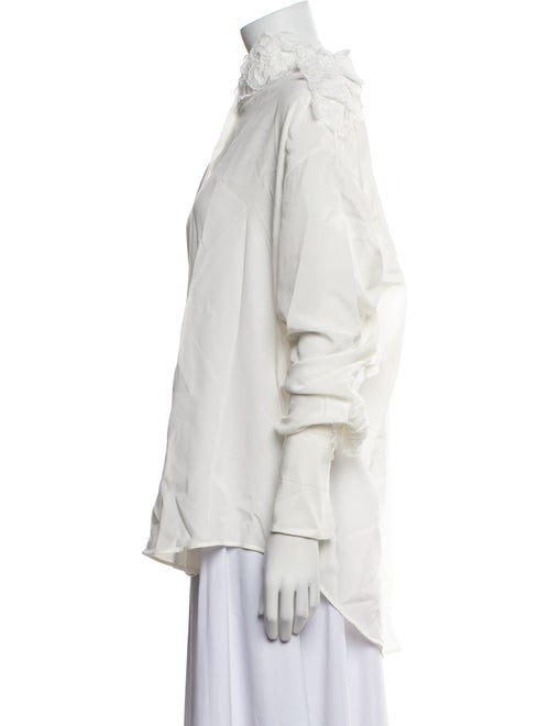 Ermanno Scervino Silk Mock Neck Button-Up Top