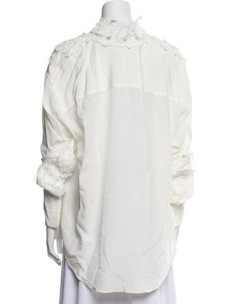 Ermanno Scervino Silk Mock Neck Button-Up Top