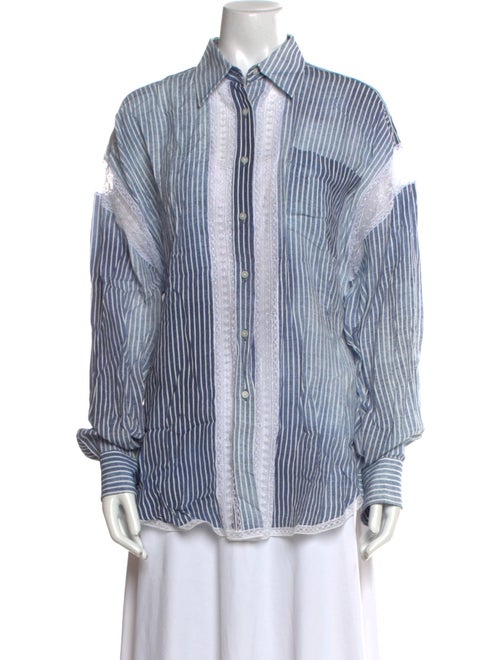 Ermanno Scervino Striped Long Sleeve Button-Up Top