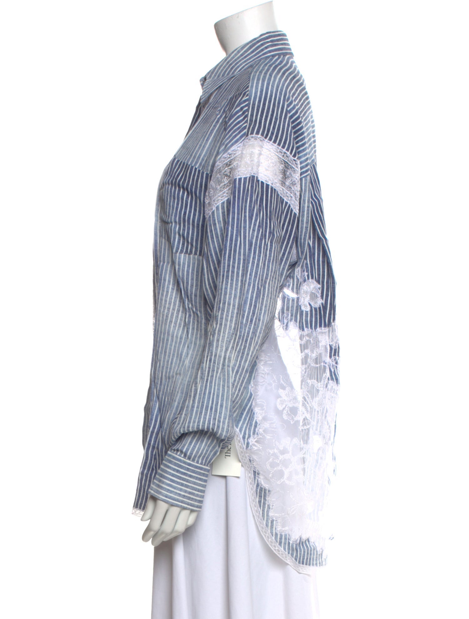 Ermanno Scervino Striped Long Sleeve Button-Up Top