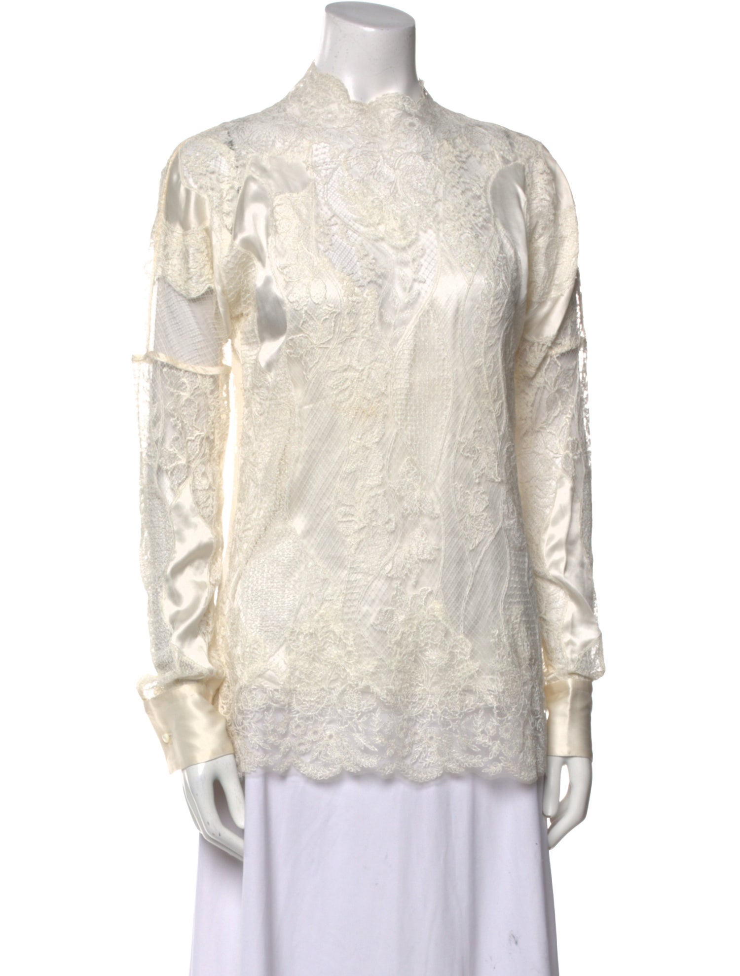 Ermanno Scervino Silk Mock Neck Top