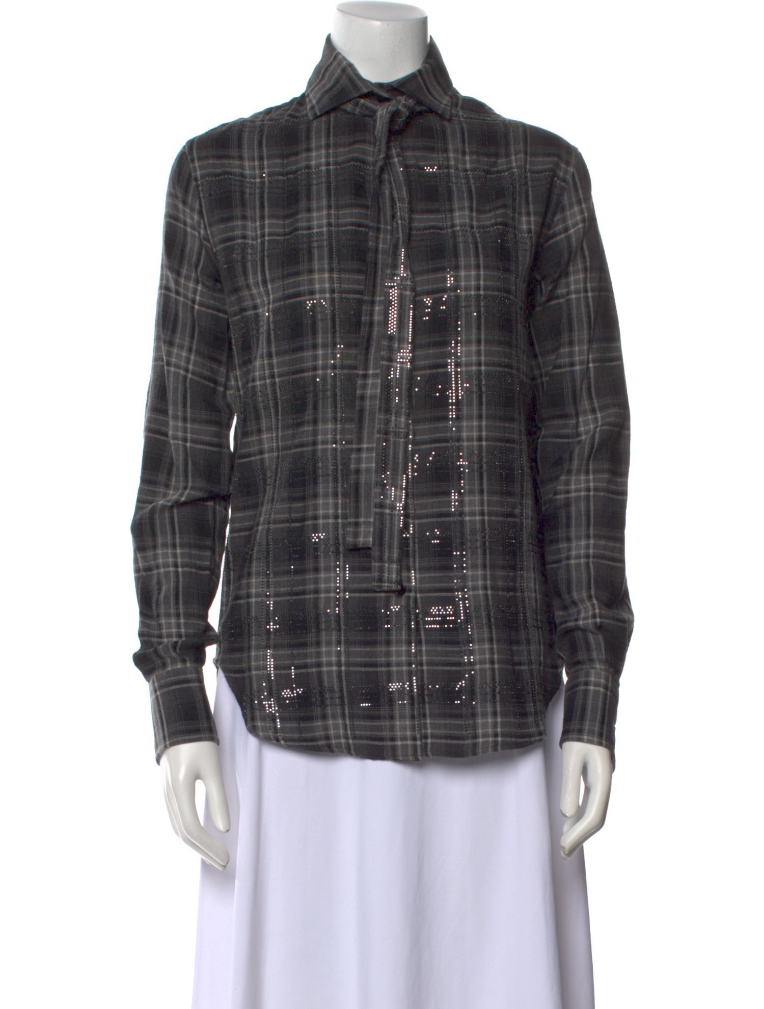 Ermanno Scervino Plaid Print Long Sleeve Button-Up Top