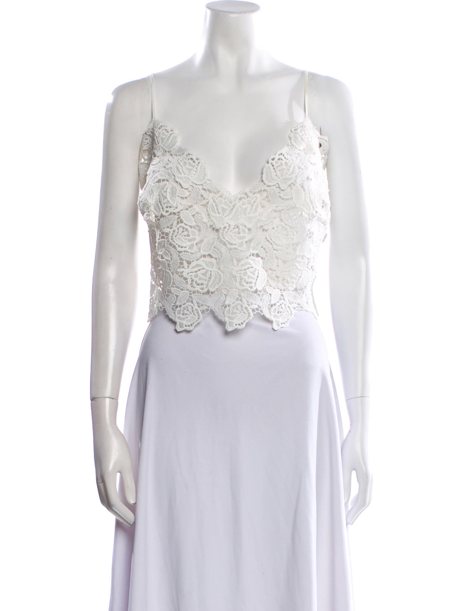 Ermanno Scervino Lace Pattern Square Neckline Crop Top