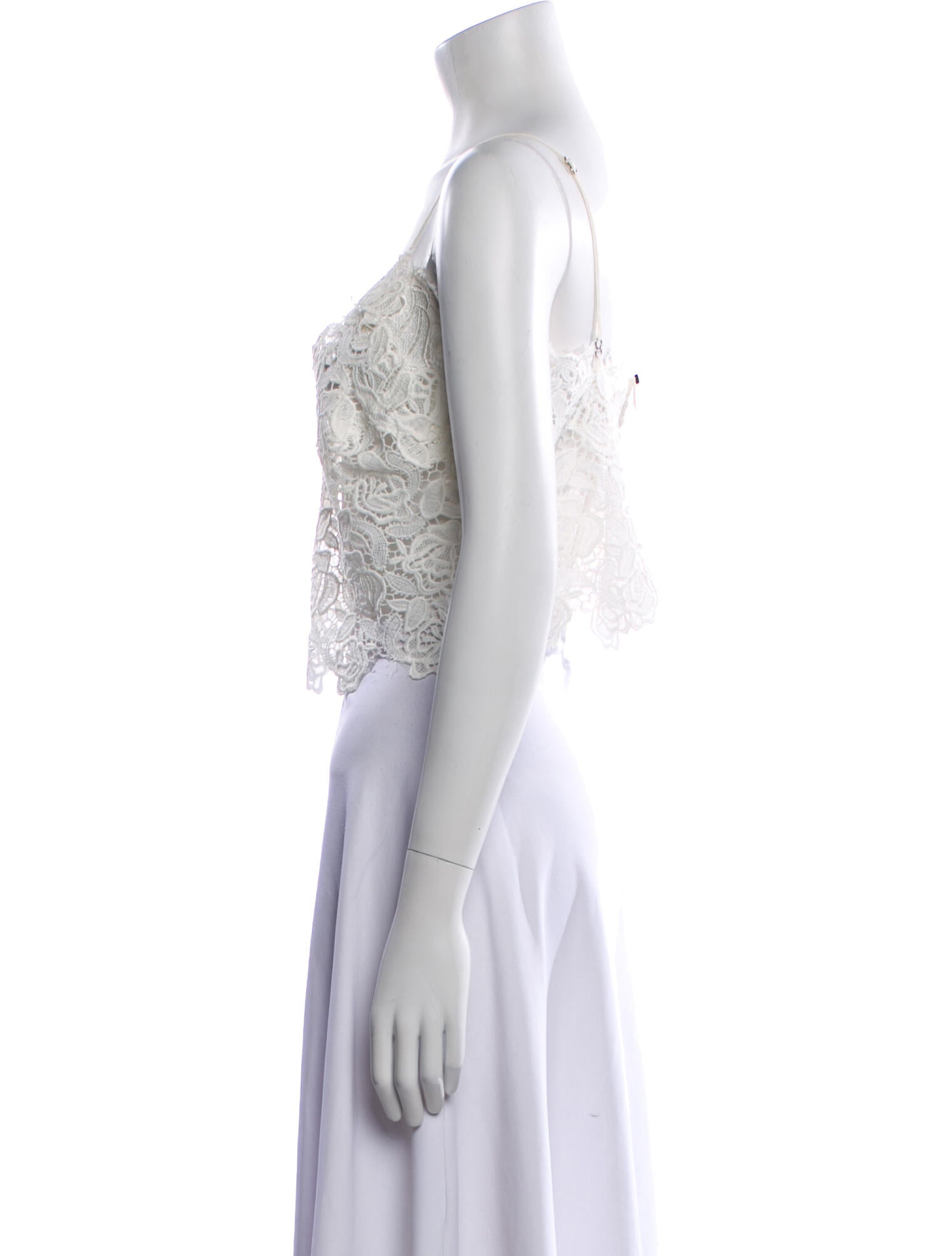 Ermanno Scervino Lace Pattern Square Neckline Crop Top