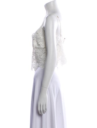 Ermanno Scervino Lace Pattern Square Neckline Crop Top