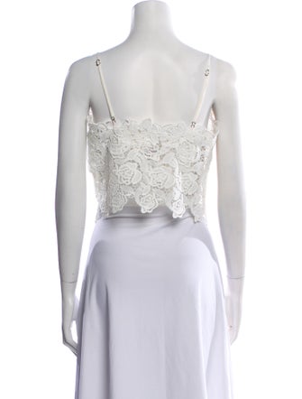 Ermanno Scervino Lace Pattern Square Neckline Crop Top