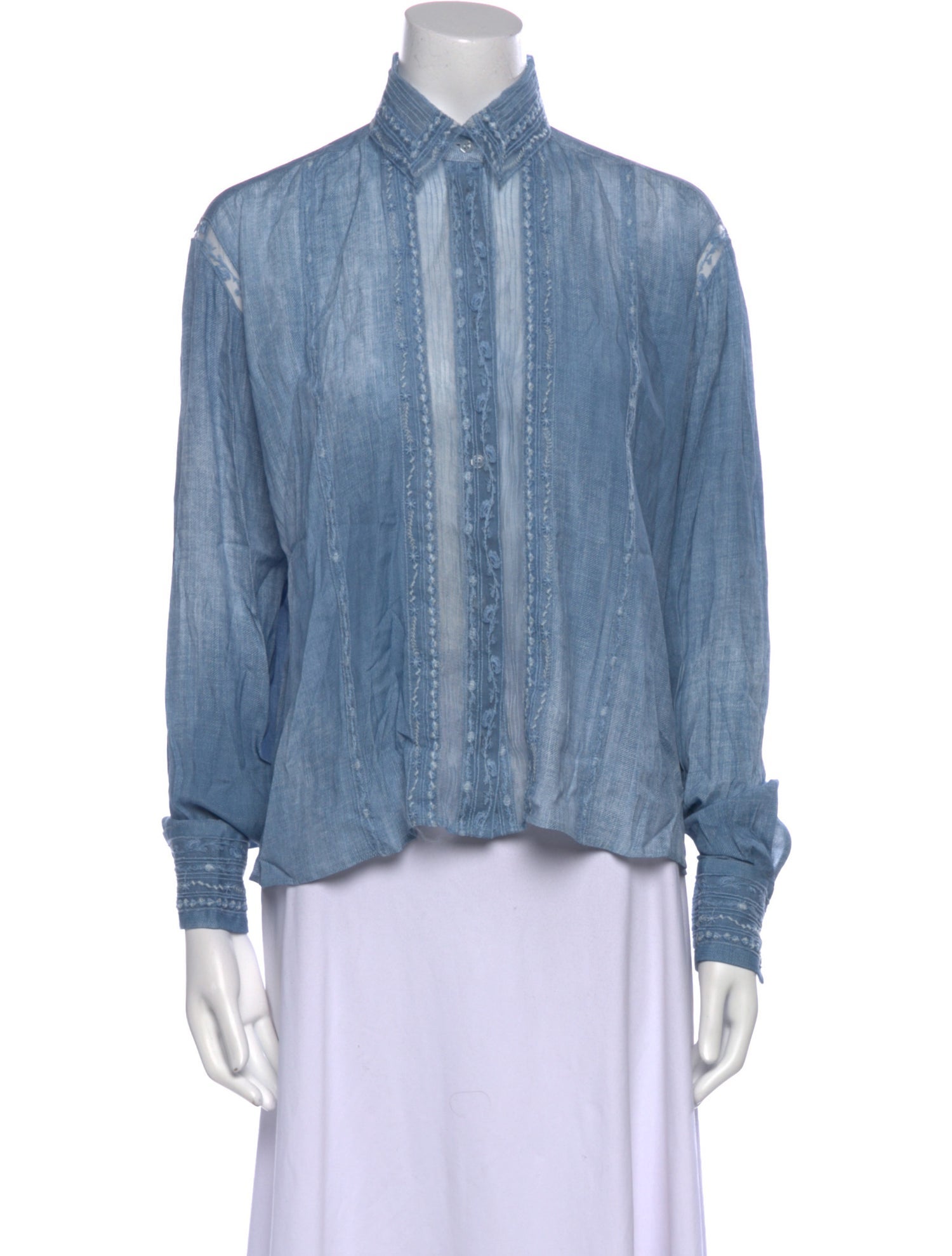 Ermanno Scervino Mock Neck Long Sleeve Button-Up Top