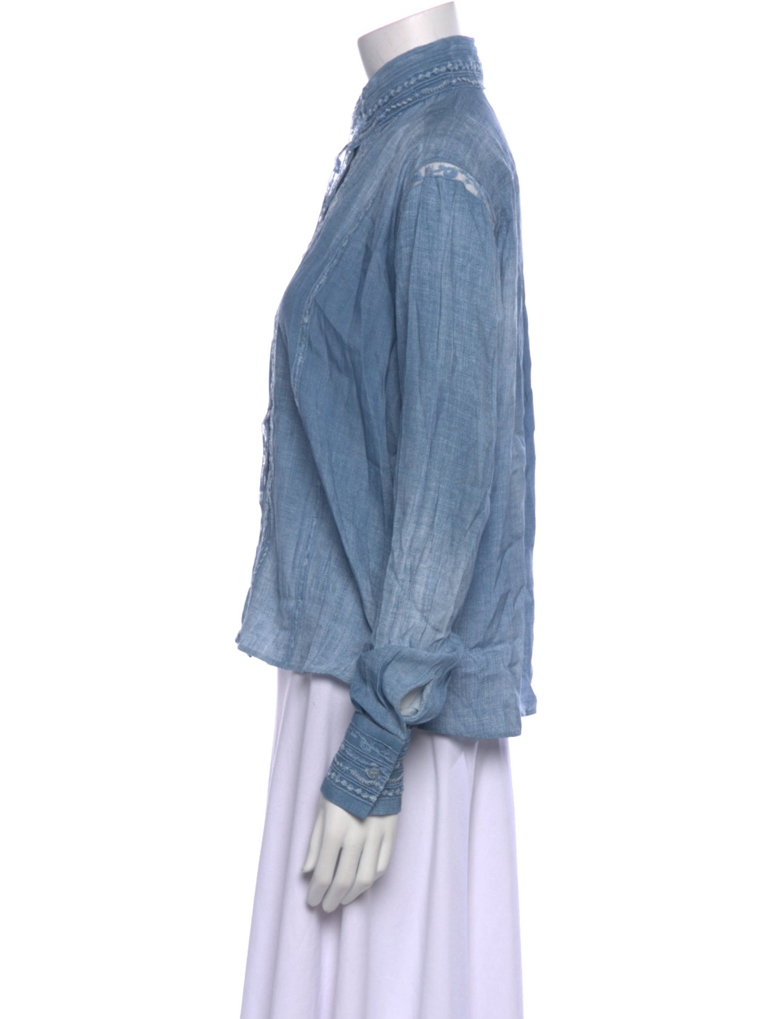 Ermanno Scervino Mock Neck Long Sleeve Button-Up Top