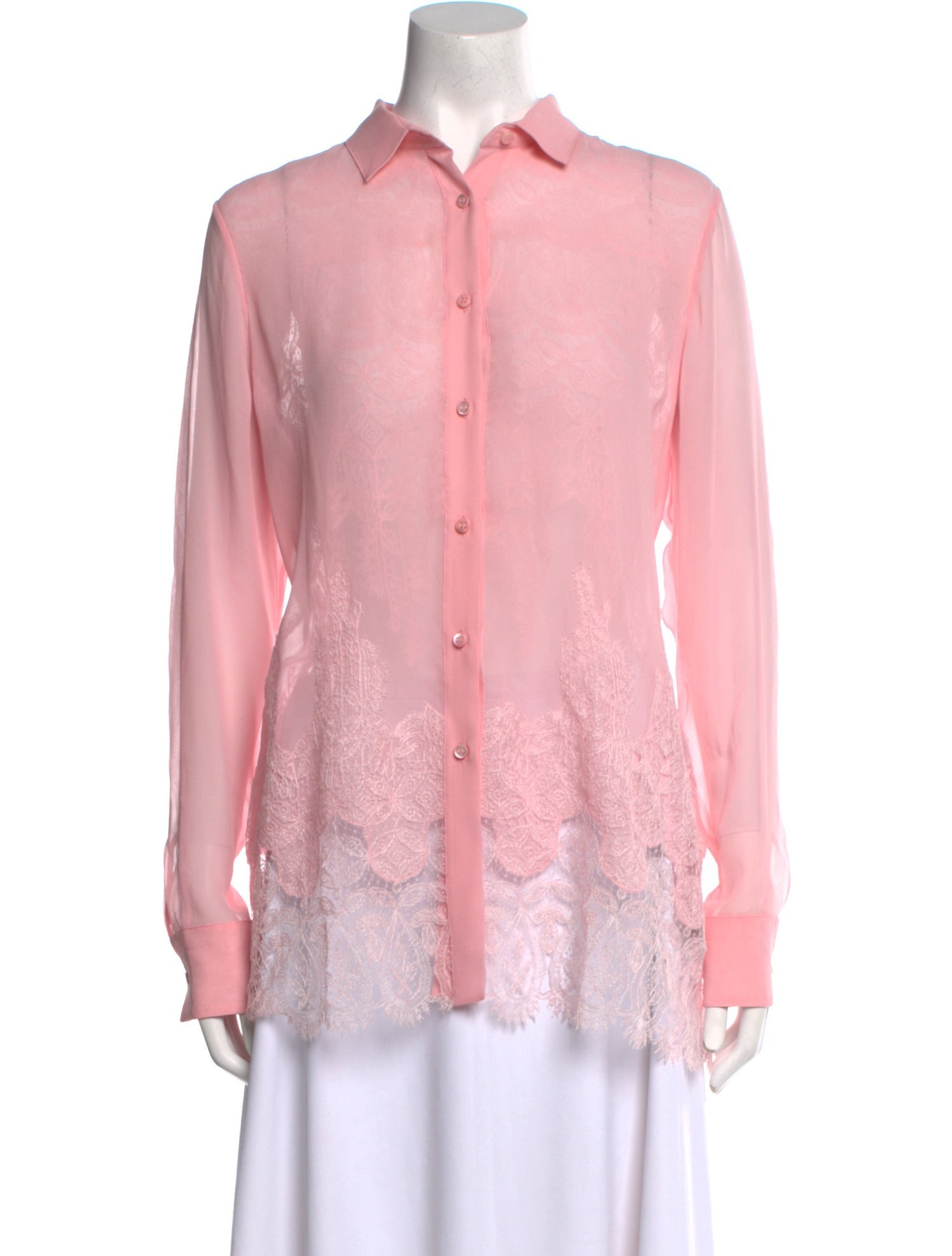 Ermanno Scervino Silk Long Sleeve Button-Up Top