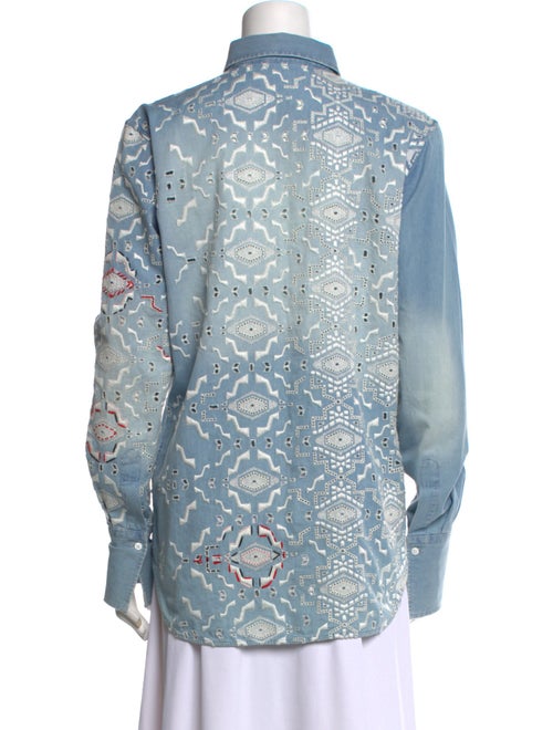 Ermanno Scervino Printed Long Sleeve Button-Up Top