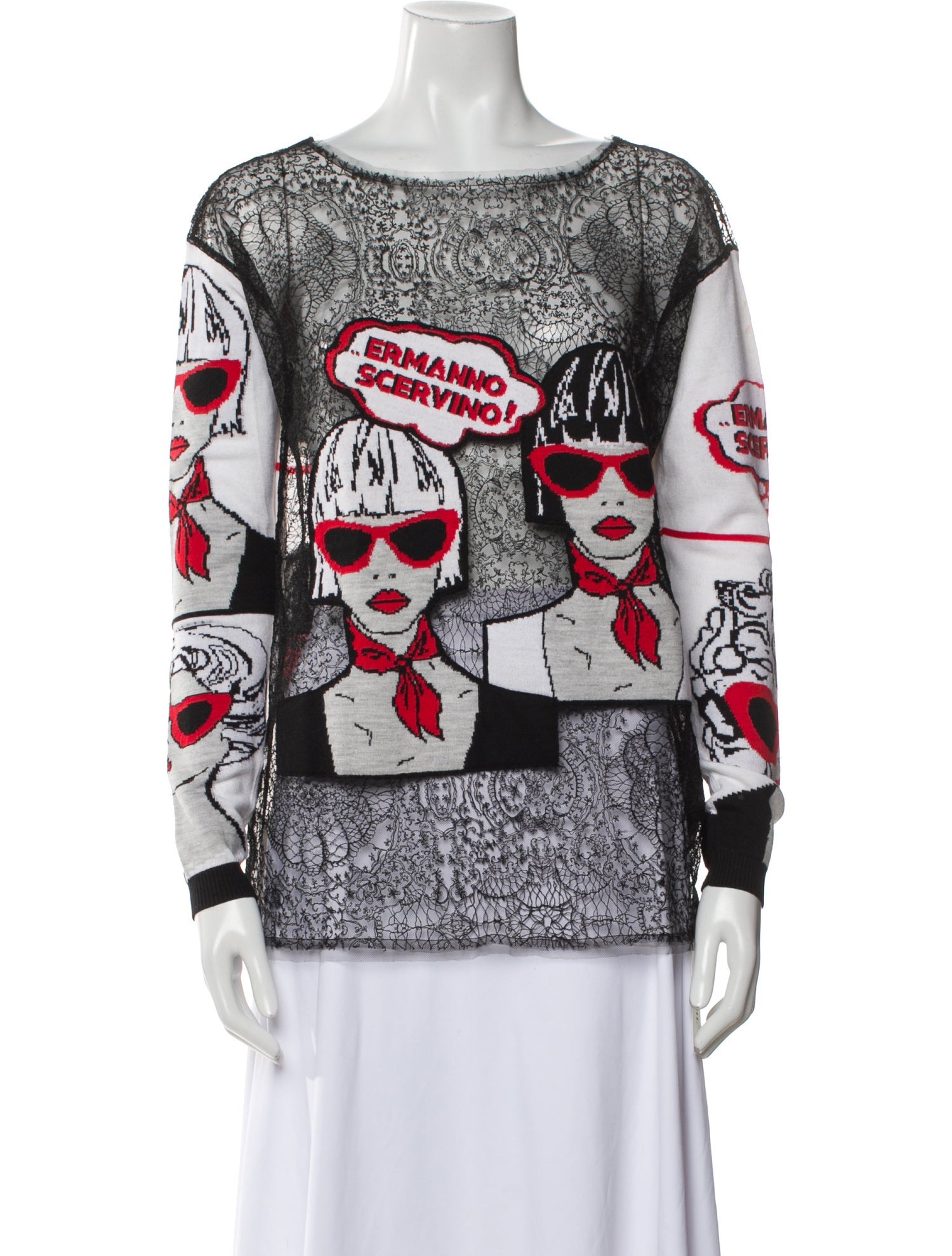 Ermanno Scervino Virgin Wool Printed Sweater