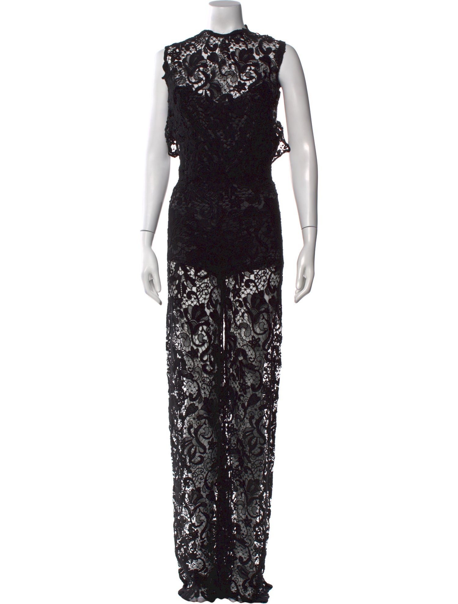 Ermanno Scervino Lace Pattern Crew Neck Jumpsuit
