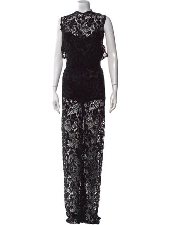 Ermanno Scervino Lace Pattern Crew Neck Jumpsuit