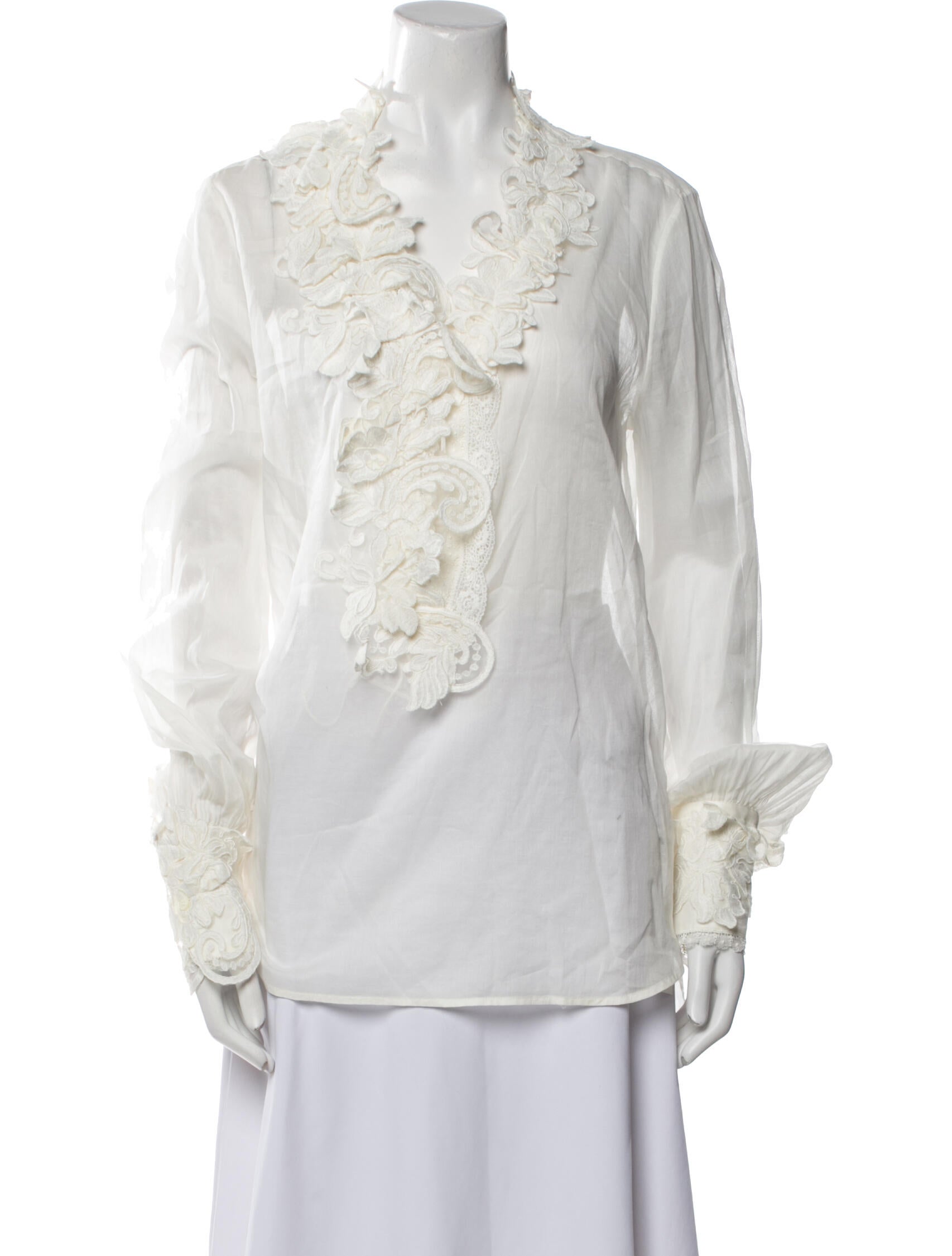 Ermanno Scervino V-Neck Long Sleeve Blouse