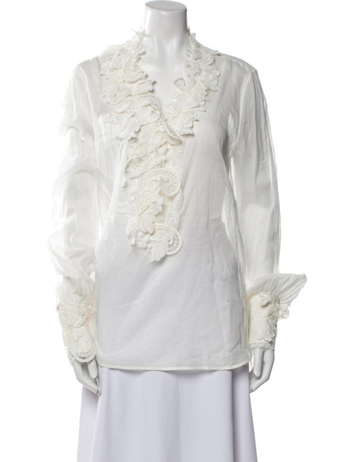 Ermanno Scervino V-Neck Long Sleeve Blouse