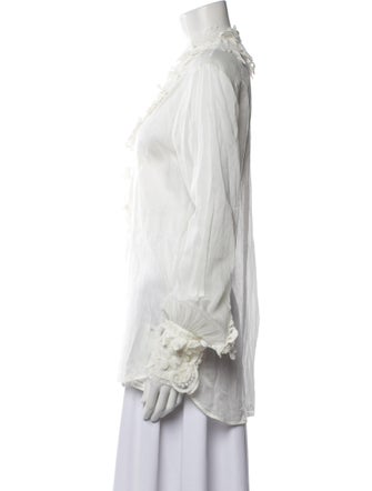 Ermanno Scervino V-Neck Long Sleeve Blouse