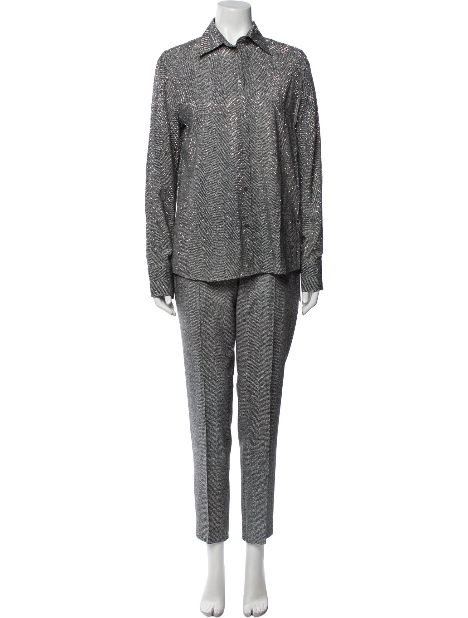 Ermanno Scervino Printed Glitter Accents Pant Set