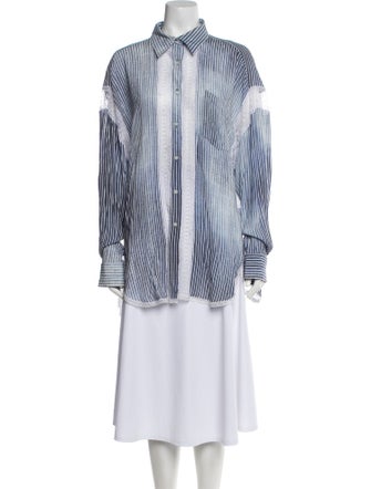 Ermanno Scervino Striped Long Sleeve Button-Up Top