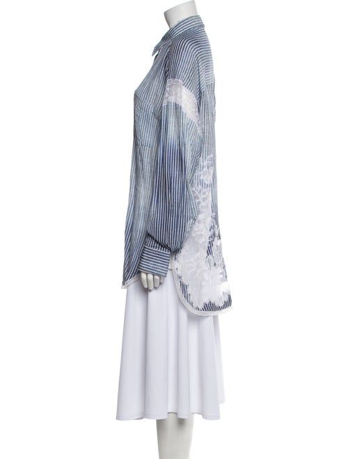 Ermanno Scervino Striped Long Sleeve Button-Up Top