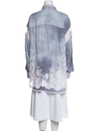 Ermanno Scervino Striped Long Sleeve Button-Up Top