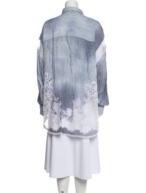 Ermanno Scervino Striped Long Sleeve Button-Up Top