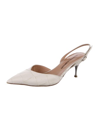 Ermanno Scervino Embossed Leather Slingback Pumps