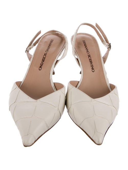 Ermanno Scervino Embossed Leather Slingback Pumps