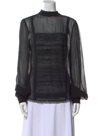 Ermanno Scervino Silk Mock Neck Blouse