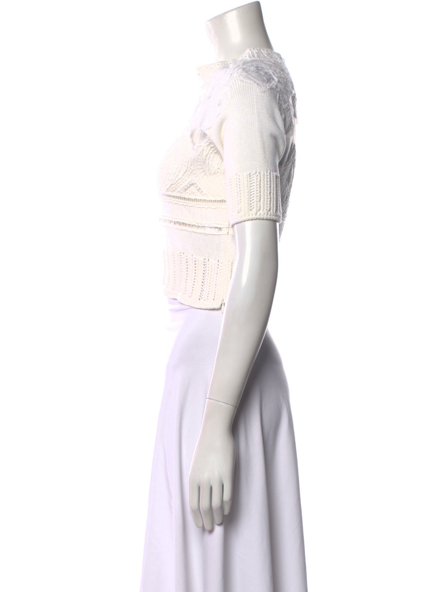 Ermanno Scervino Lace Pattern Mock Neck Crop Top