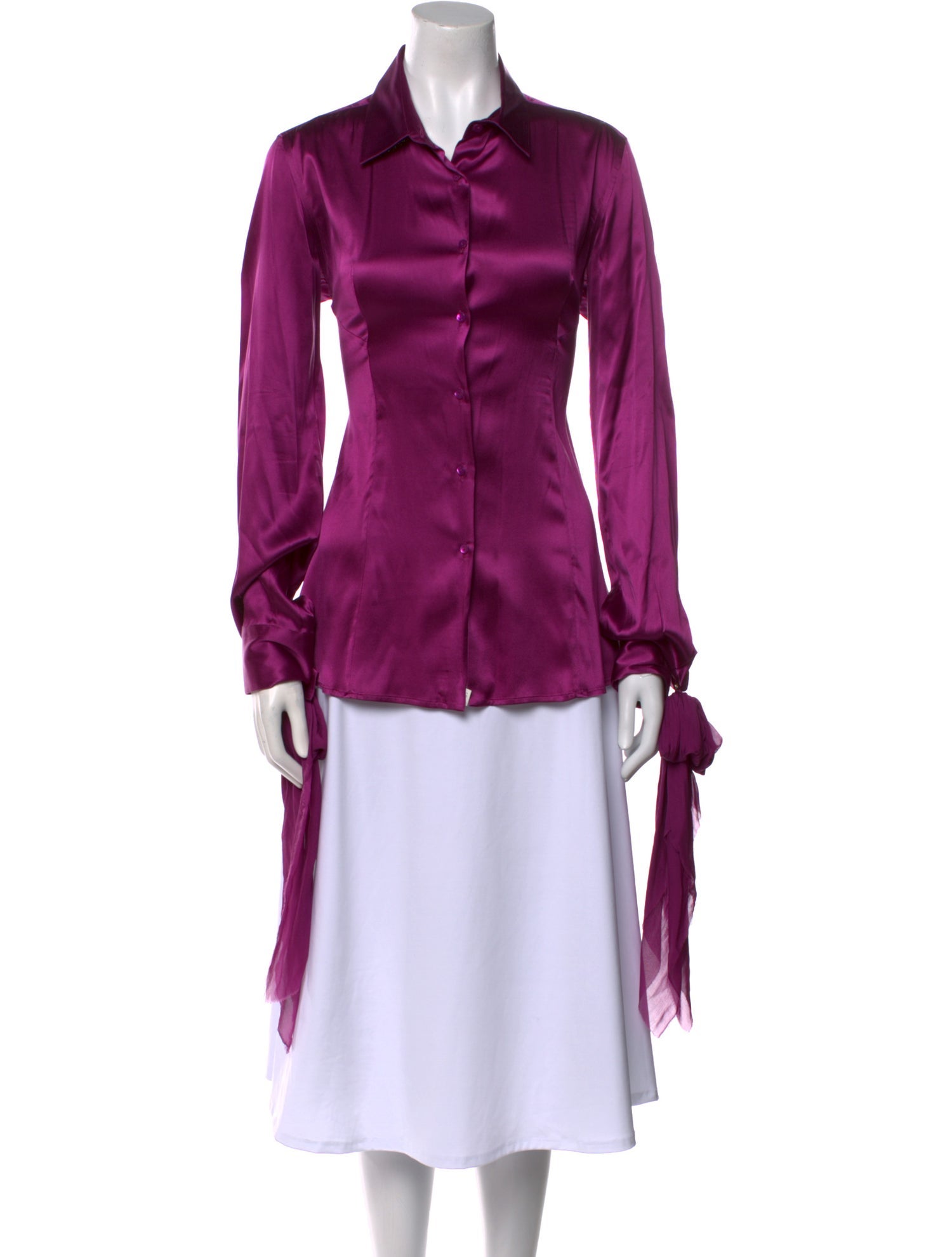 Ermanno Scervino Silk Long Sleeve Button-Up Top