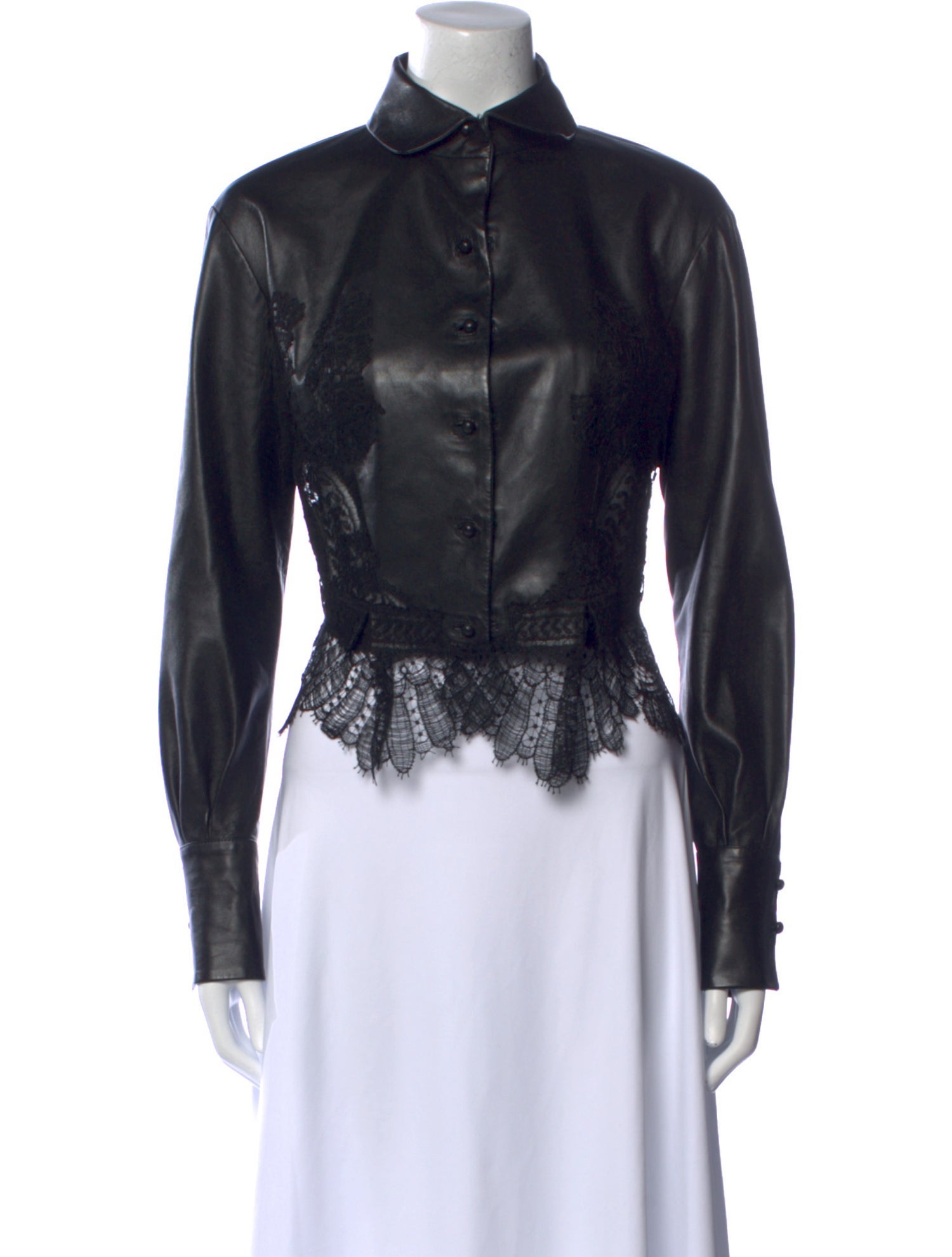 Ermanno Scervino Mock Neck Long Sleeve Button-Up Top