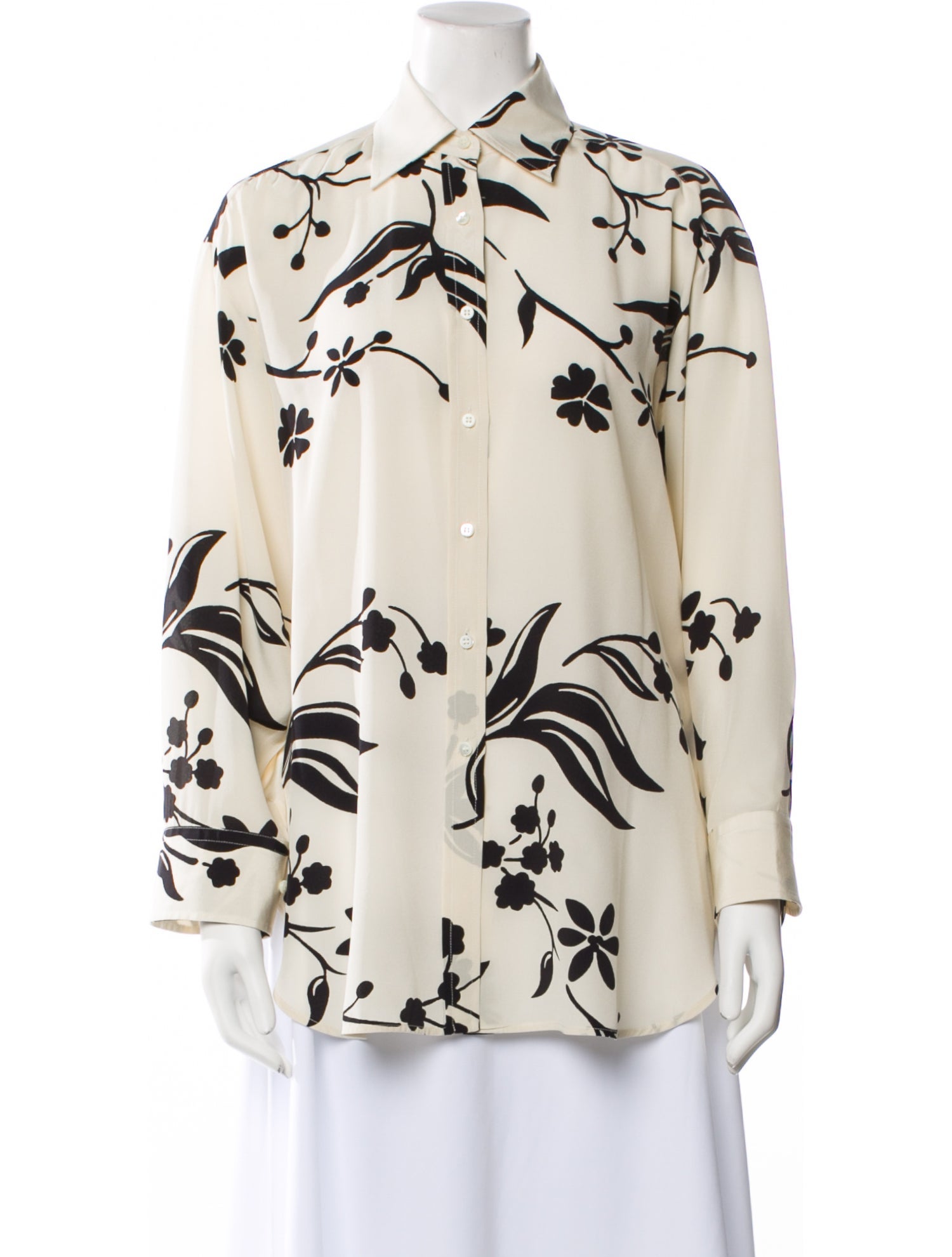 Ermanno Scervino Silk Floral Print Button-Up Top