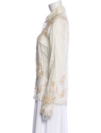 Ermanno Scervino Linen Printed Button-Up Top