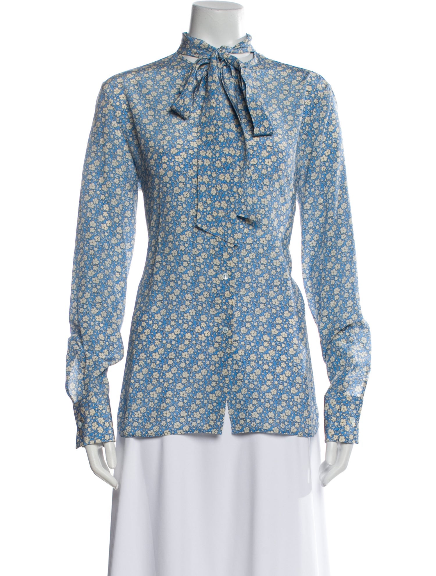 Ermanno Scervino Silk Floral Print Button-Up Top