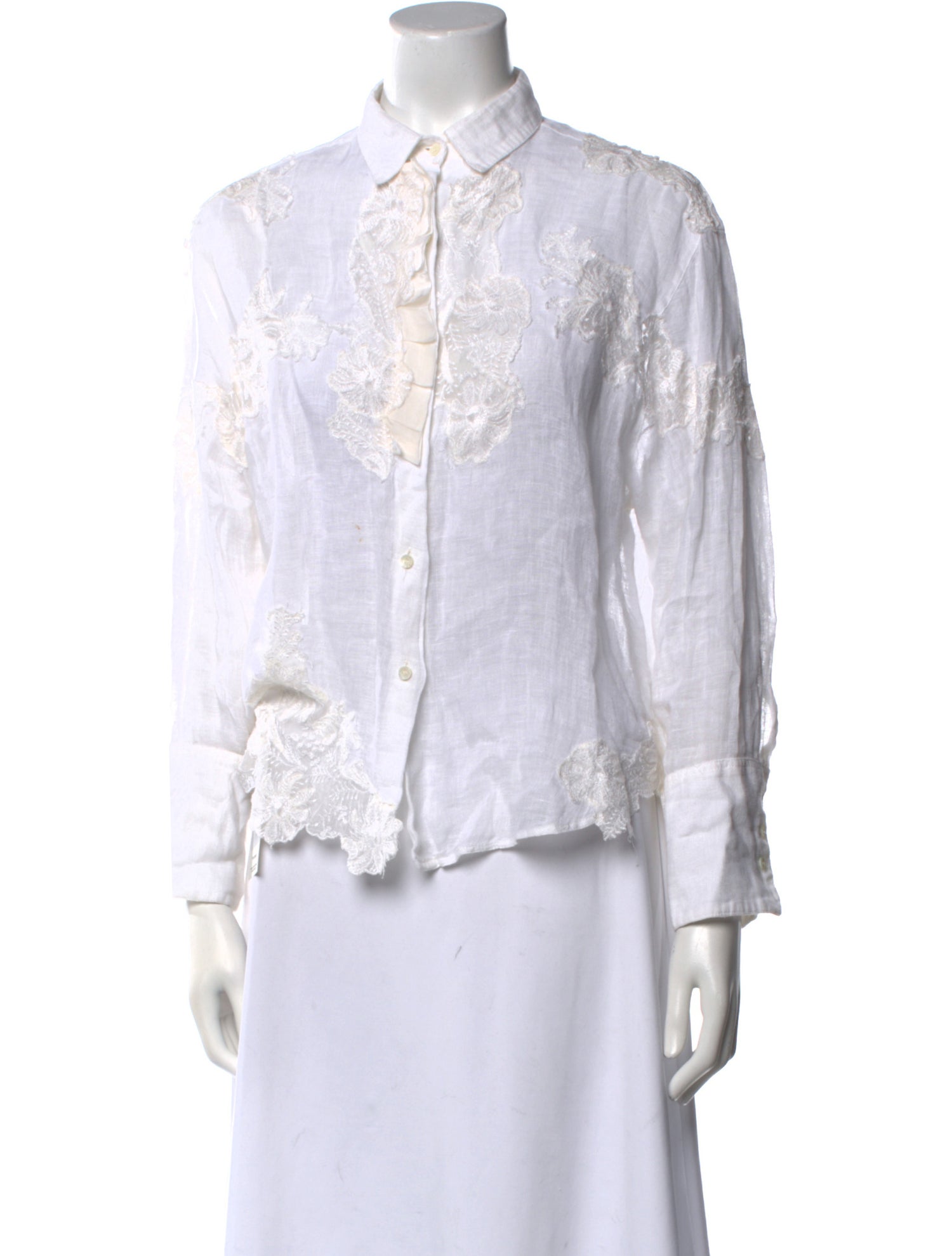 Ermanno Scervino Linen Long Sleeve Button-Up Top