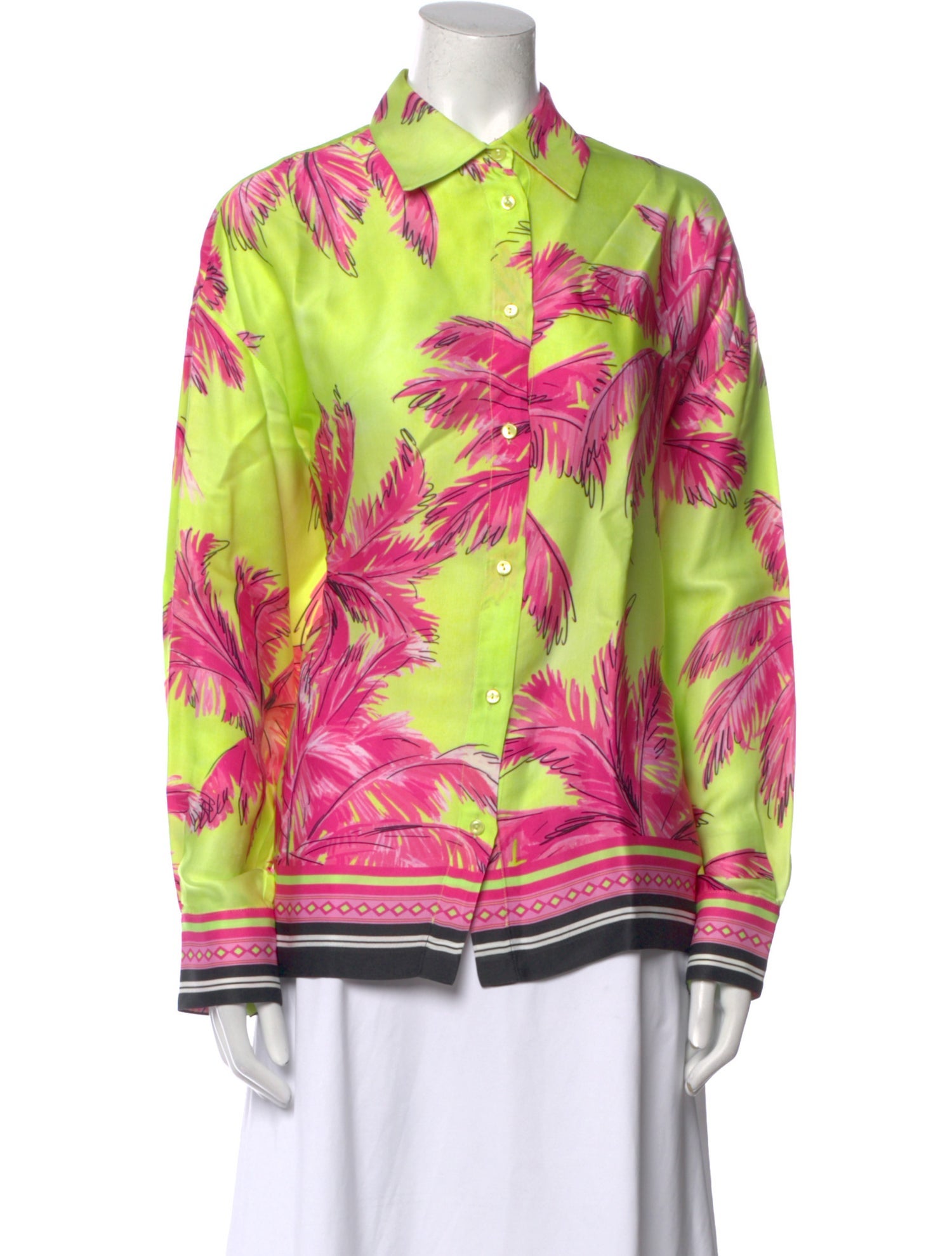 Ermanno Scervino Printed Long Sleeve Button-Up Top