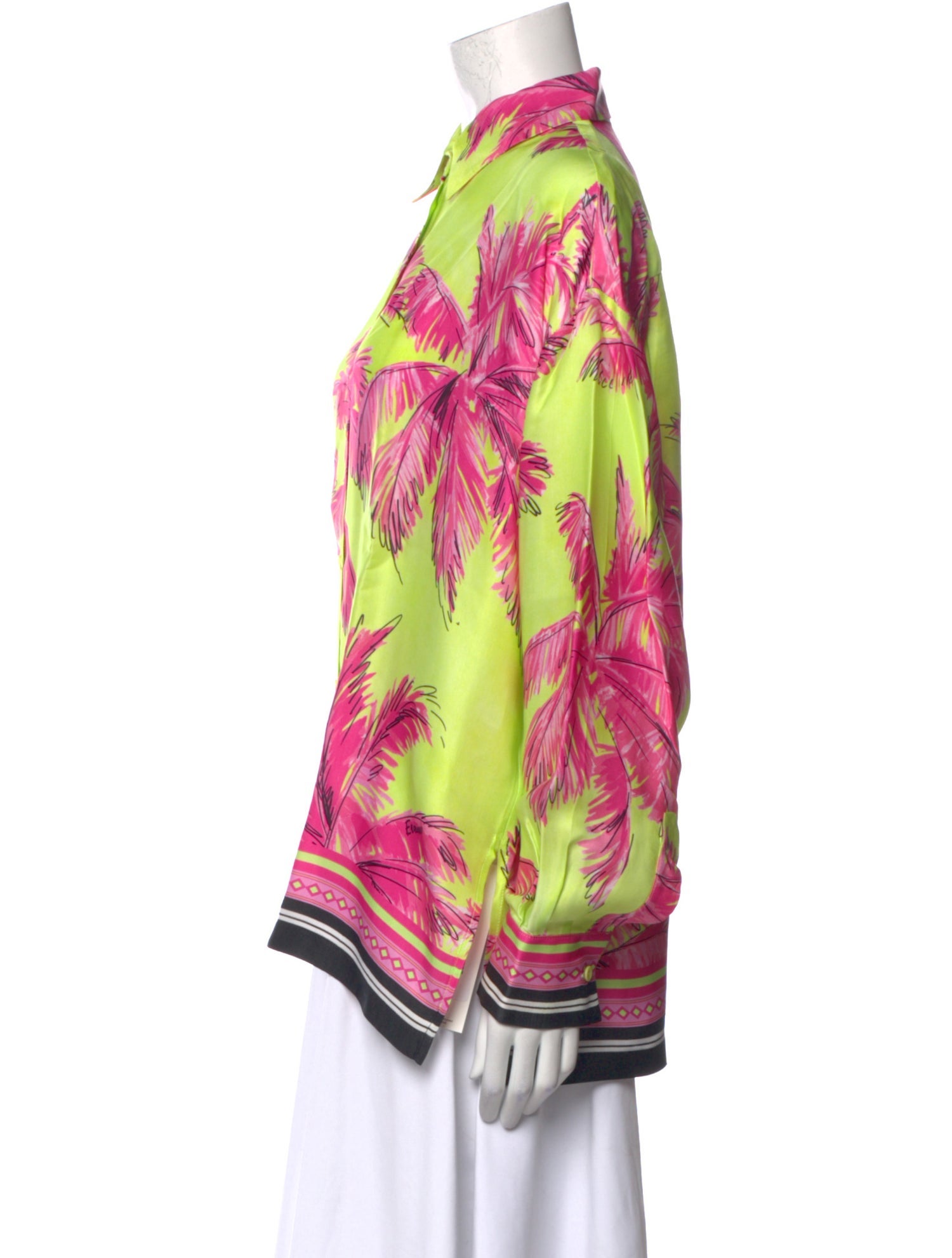 Ermanno Scervino Printed Long Sleeve Button-Up Top