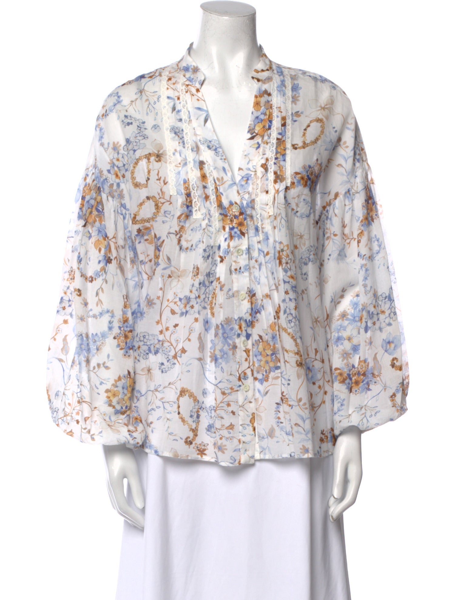 Ermanno Scervino Floral Print V-Neck Blouse