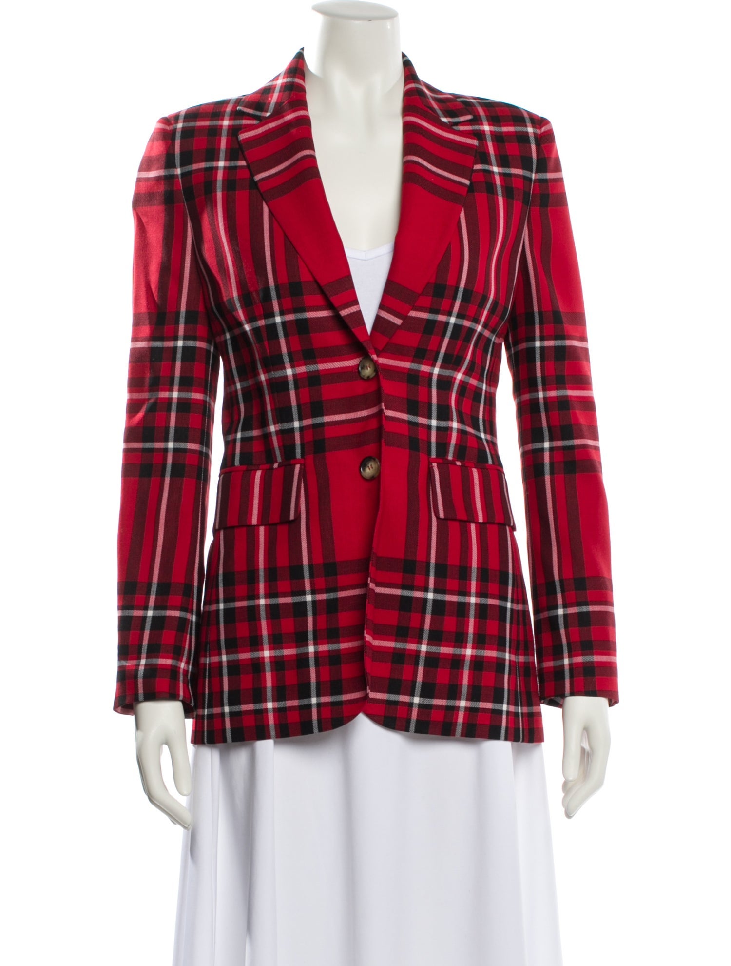 Ermanno Scervino Virgin Wool Plaid Print Blazer