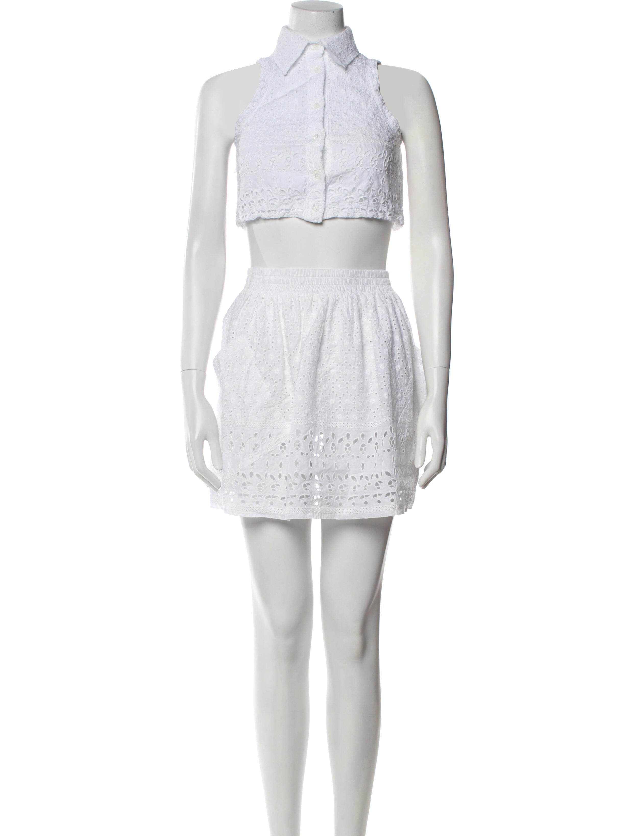 Ermanno Scervino Lace Pattern Eyelet Trim Skirt Set