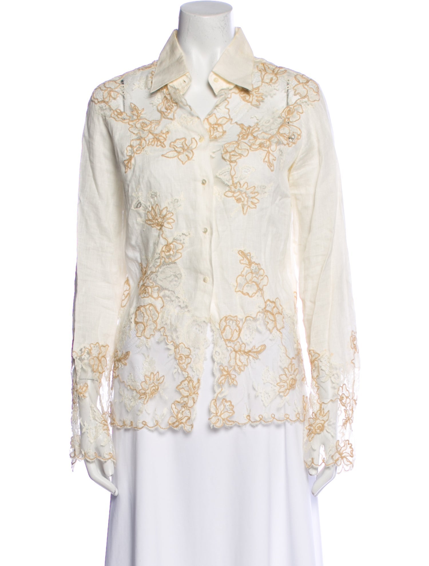 Ermanno Scervino Linen Printed Button-Up Top
