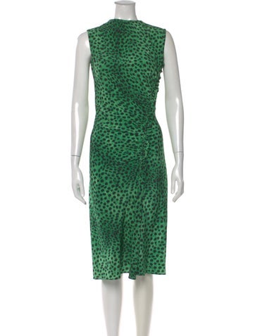 Pre-owned Ermanno Scervino Animal Print Midi Length Dress In Green