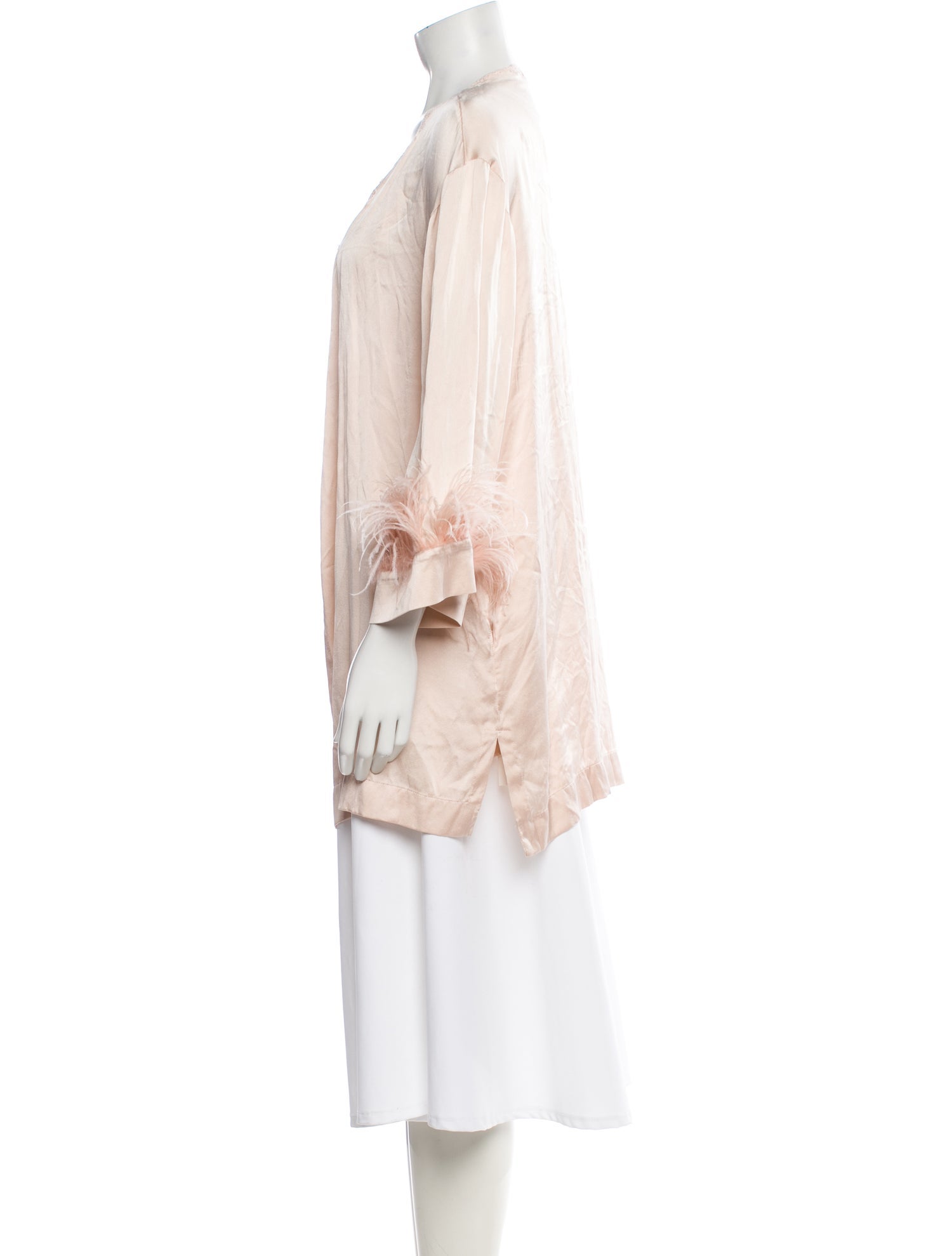 Ermanno Scervino Silk Feather Trim Robe