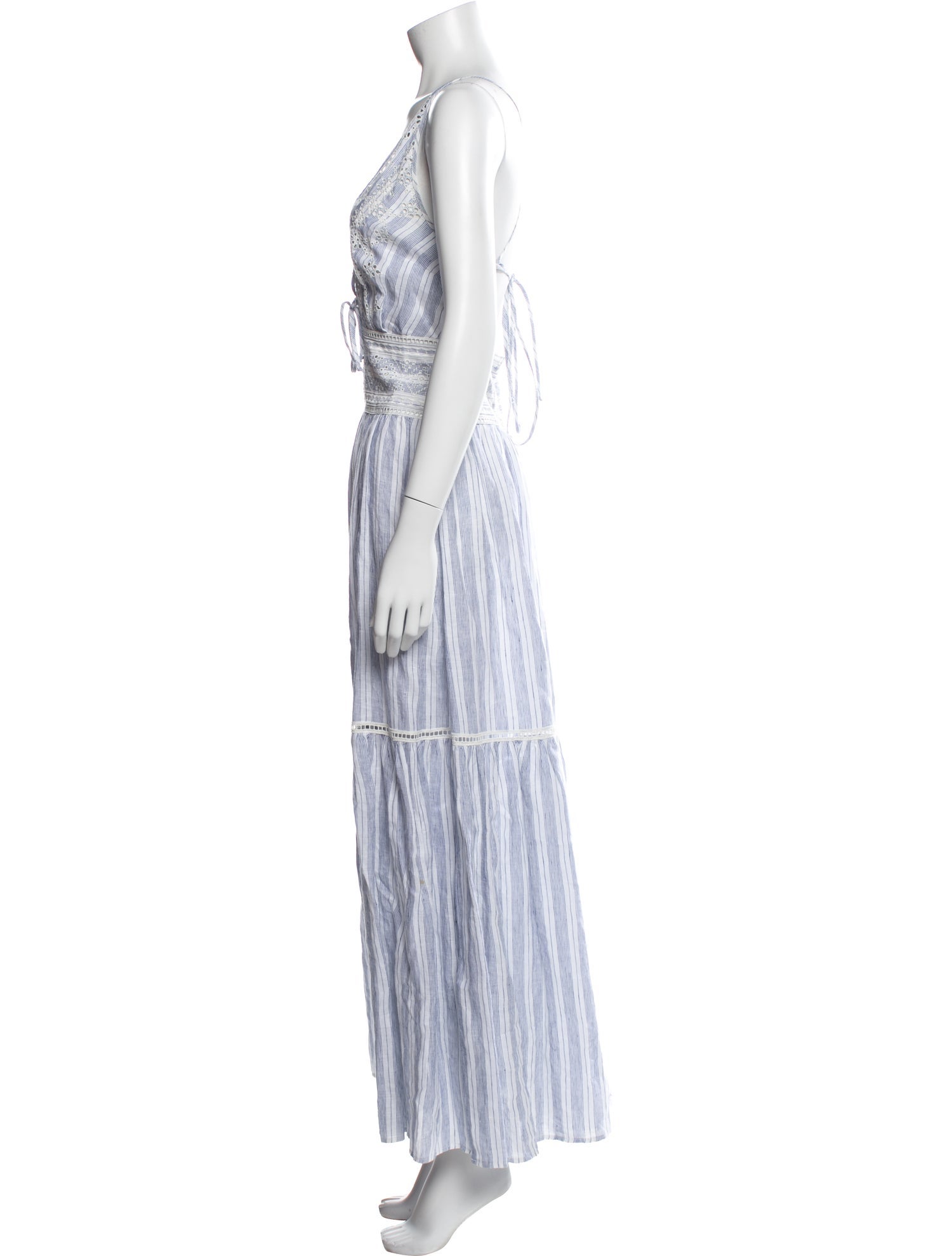 ermanno scervino linen dress ERMANNO SCERVINO Linen Long Dress with lace Details Ermanno Scervino