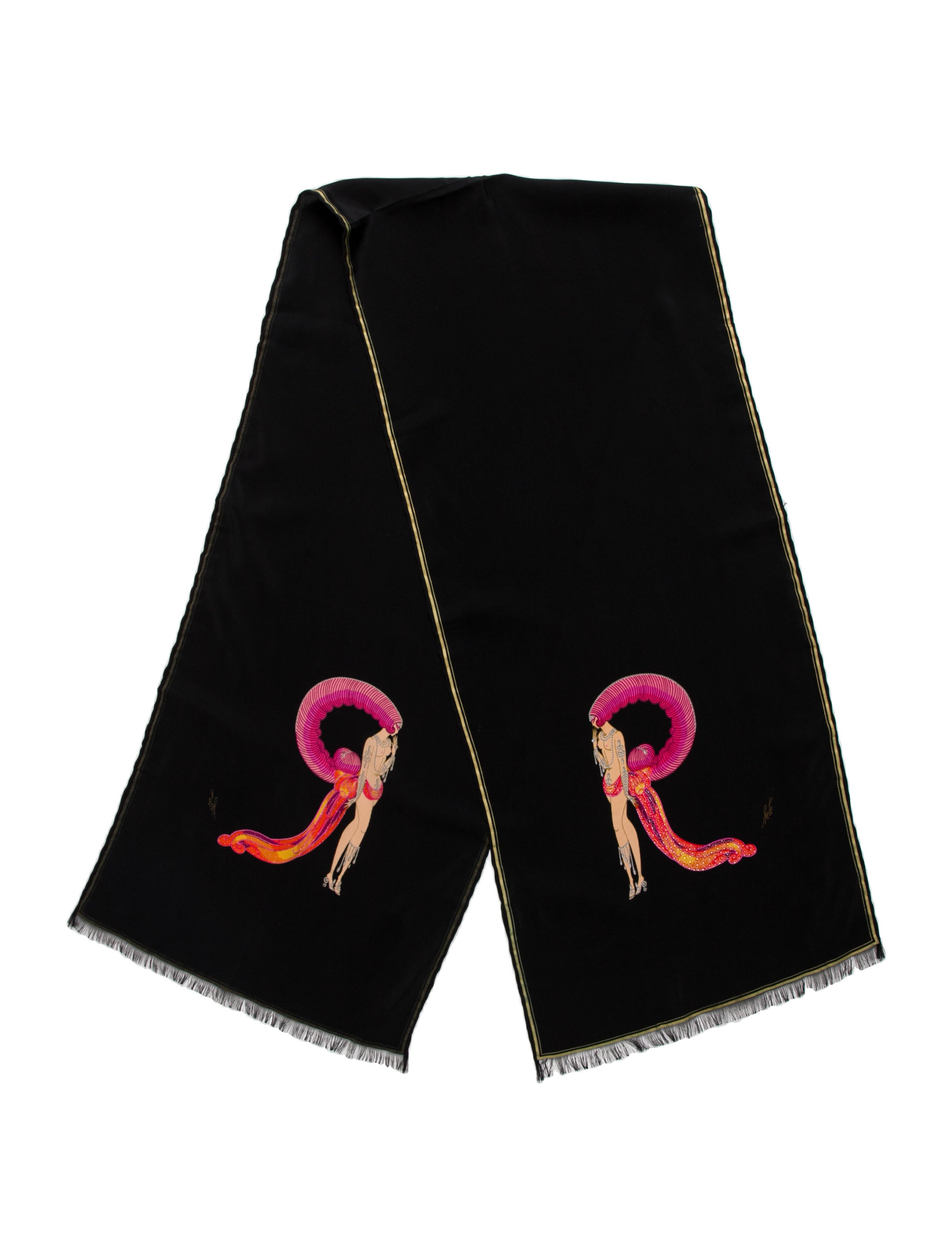 Erté Silk Graphic Print Scarf