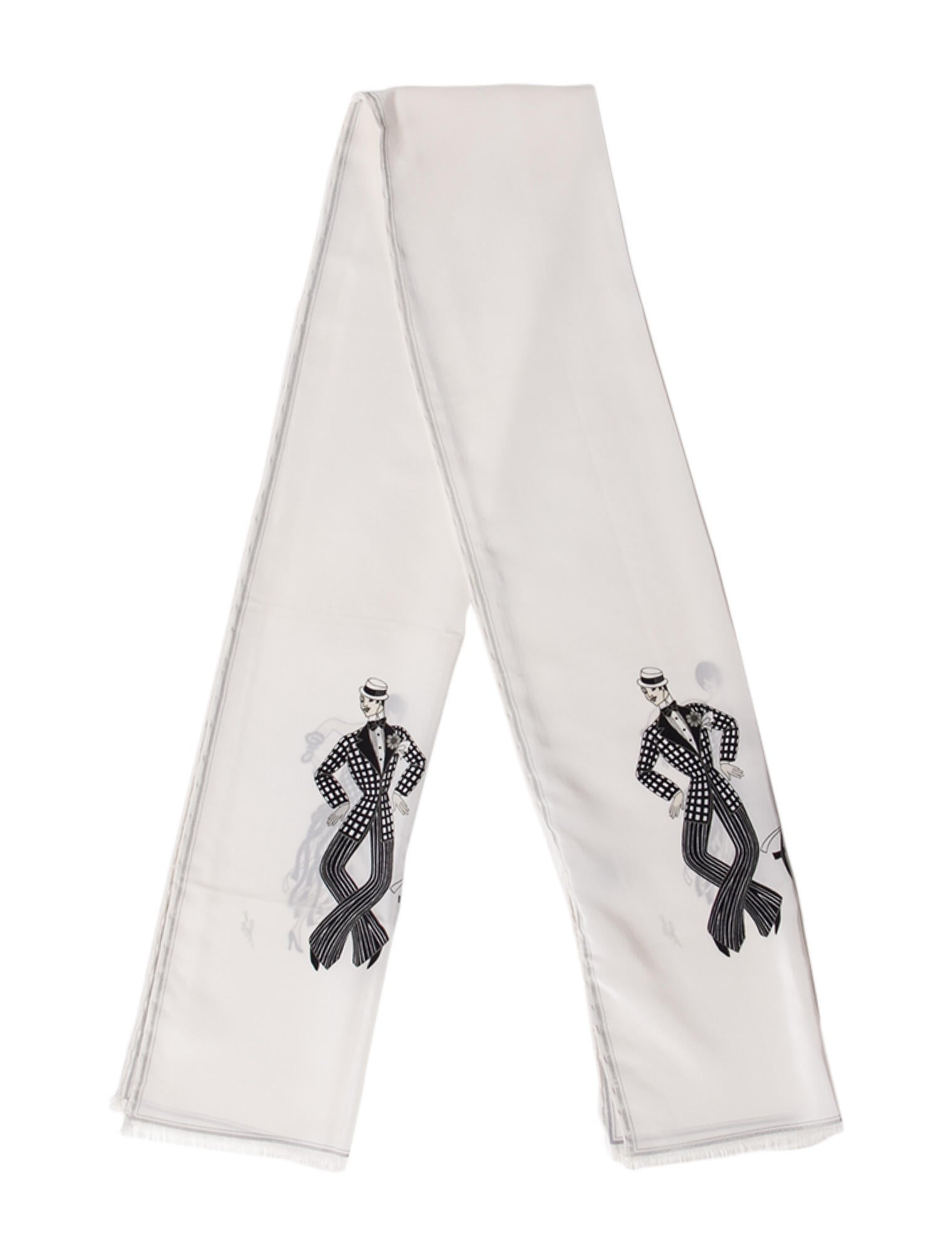 Erté Silk Graphic Print Scarf