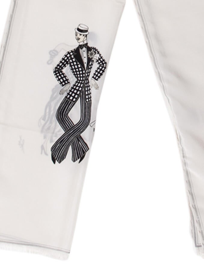 Erté Silk Graphic Print Scarf